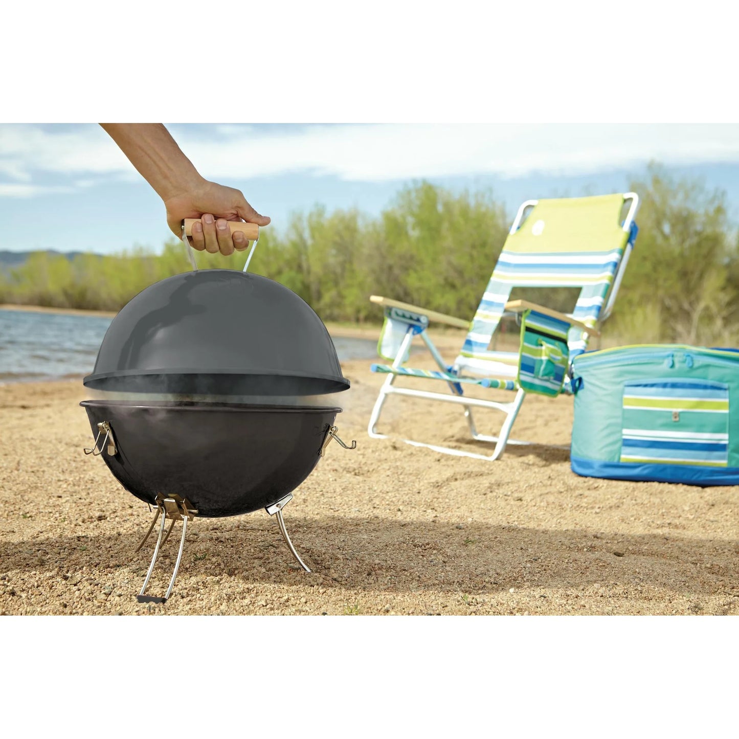 Coleman Party Ball Charcoal Grill, 133 sq. in. of cooking area, Rust-resistant chrome-plated steel wire grate