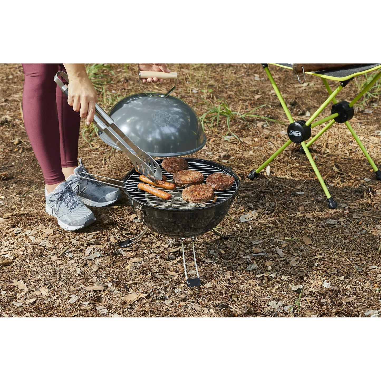 Coleman Party Ball Charcoal Grill, 133 sq. in. of cooking area, Rust-resistant chrome-plated steel wire grate