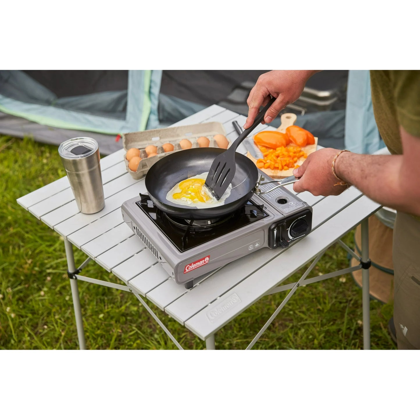 Coleman Tabletop Portable Butane Gas Camping Stove, 1 Burner, Gray