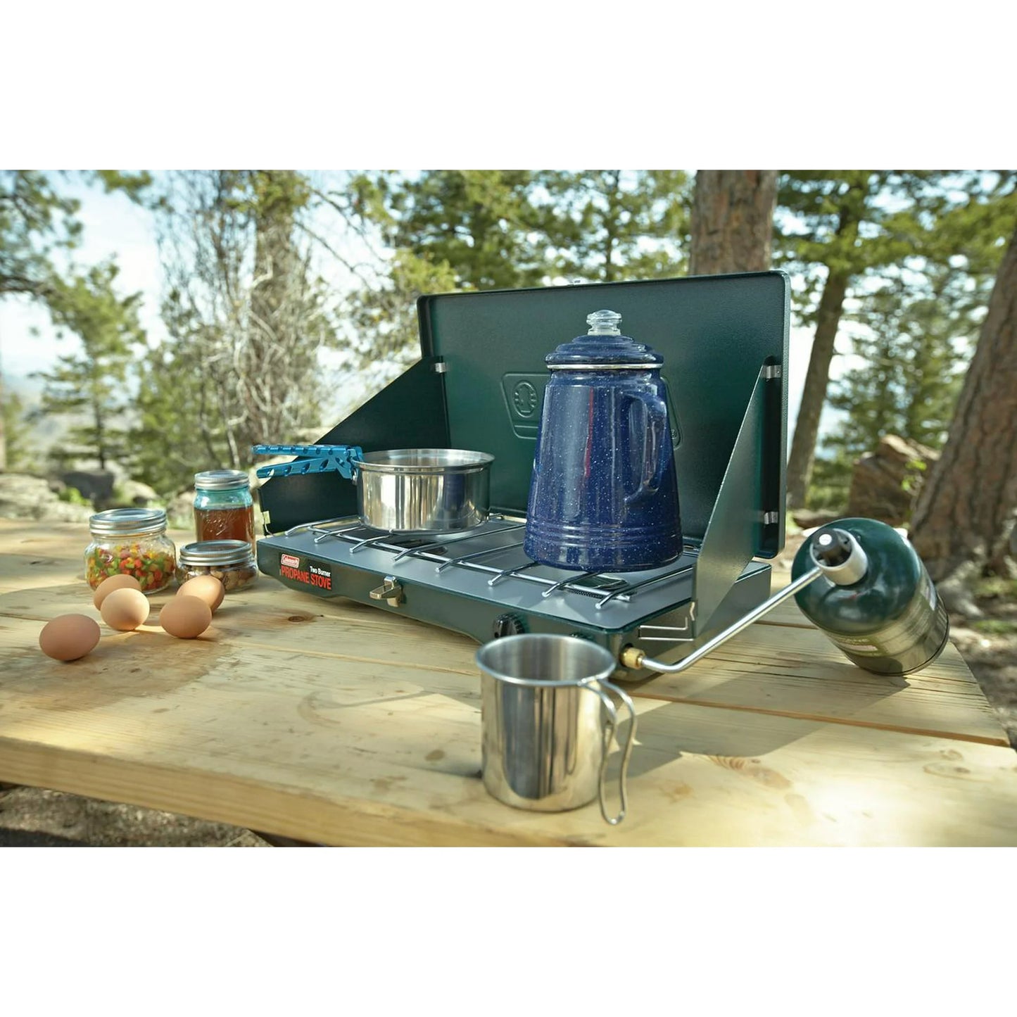 Coleman Matchlight 2-Burner Propane Stove, 10,000 BTU, Black
